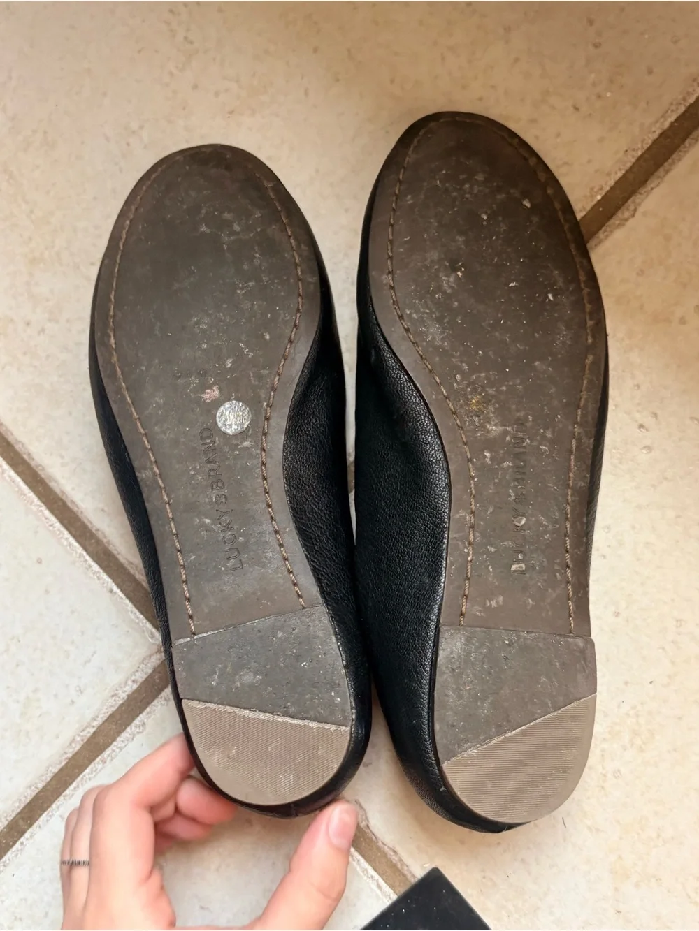 Lucky Brand Black Leather Split-Toe Ballet Flats